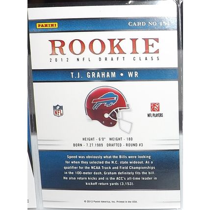 2012 Panini Elite T.J. GRAHAM (Ravens) Rookie Card #54 267/799