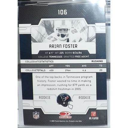 2009 Elite ARIAN FOSTER (Tennessee/Texans) Rookie Card #106 710/999