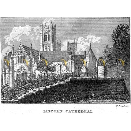 Lincoln Cathedral, Lincolnshire, England, 1825, MODERN REPRODUCTION