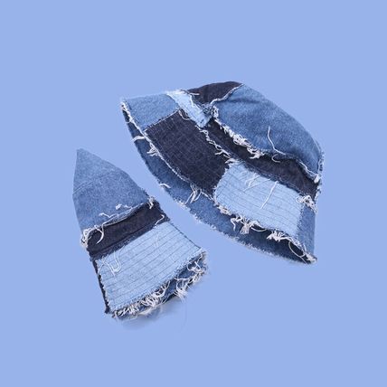 Women Men Bucket Unisex Denim Hats Fisherman Cap Jean Patchwork Soft Casual