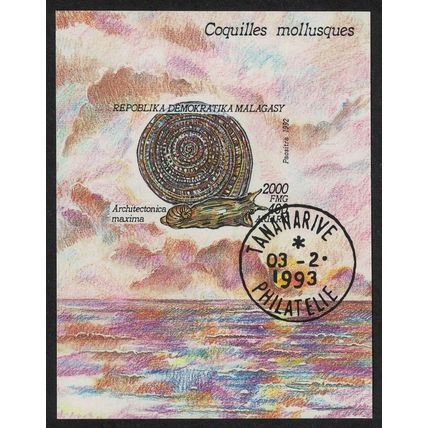 Malagasy Rep. Mollusc 'Achitectonica maxima' MS 1993 CTO SG#MS1107 MI#Block 208