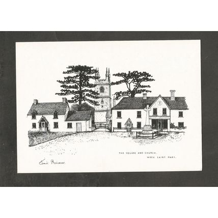 Postcard Cornwall Week St Mary The square and Church
