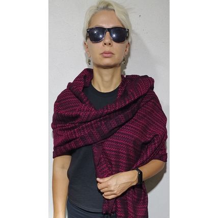 Elegant-Ultra-Soft-Lightweight **BLACK-PINK** Traditional Rebozo Shawl Mexico