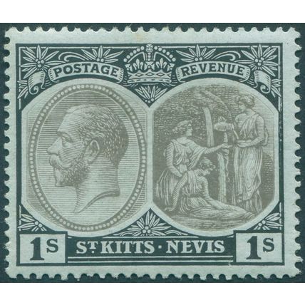 St Kitts-Nevis 1920 1s grey & black on green SG31 unused