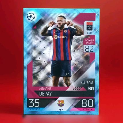 Memphis Depay match attax 22/23 BLUE CRYSTAL PARALLEL CARD # 152