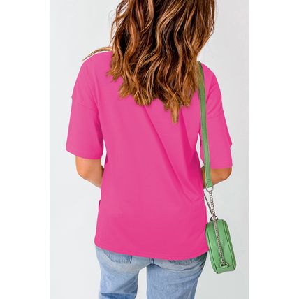 Rose Red Rhinestoned MAMA Graphic Drop Shoulder Half Sleeve Tee