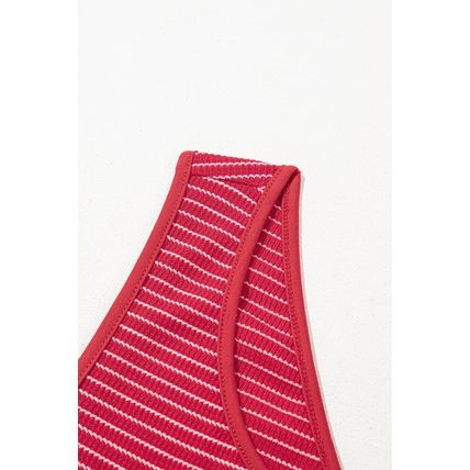 Red Stripe Criss Cross Side Slits Slim Fit Sleeveless Midi Dress