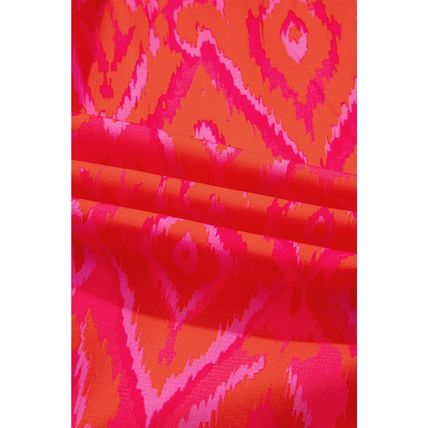 Strawberry Pink Western Aztec Geometric Ruffled 3/4 Sleeve Shirt