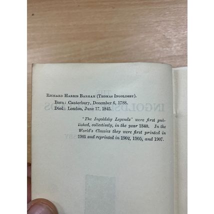 1907 "THE INGOLDSBY LEGENDS" RICHARD BARHAM SMALL ANTIQUE HARDBACK BOOK (P3)