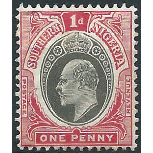 Southern Nigeria 1904 SG22 1d Grey-Black & Carmine Mounted Mint . . ..