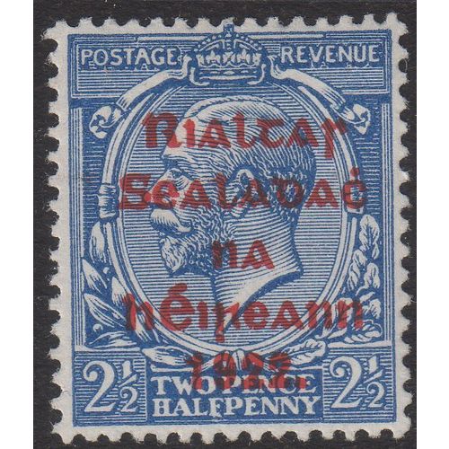Ireland Sg35 2 1/2d Blue (OVP T2 Red) very lightly m/mint (E46/2)
