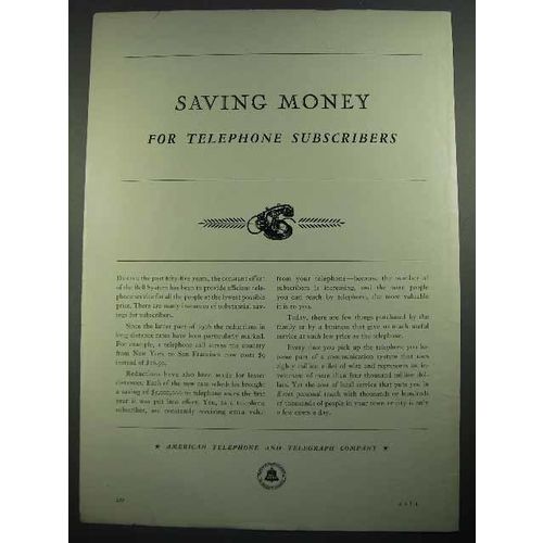 1931 Bell Telephone Ad - Saving Money for Subscribers