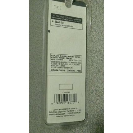 RadioShack 5-Pin MIDI Female to 5-Pin MIDI Female Coupler (274-530) 2740530