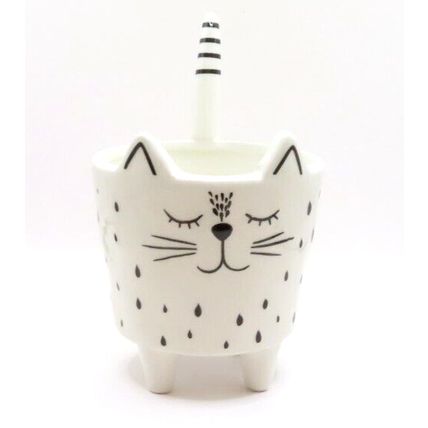 Cat Shaped Pot Plant Holder Ceramic 12 CM Home Decor Gift Christmas