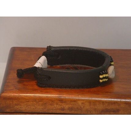 New Black Beaded Leather Cowrie Shell Bracelet