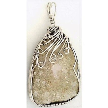 Quartz Crystal Stainless Steel Wire Wrap Gemstone Pendant 4