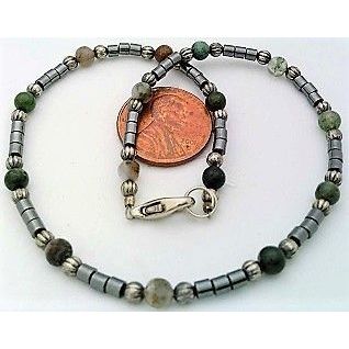 Hematite Fancy Jasper Beaded Gemstone Anklet Bracelet 5