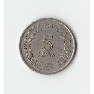 SINGAPORE COIN - 5 CENTS 1967/VF