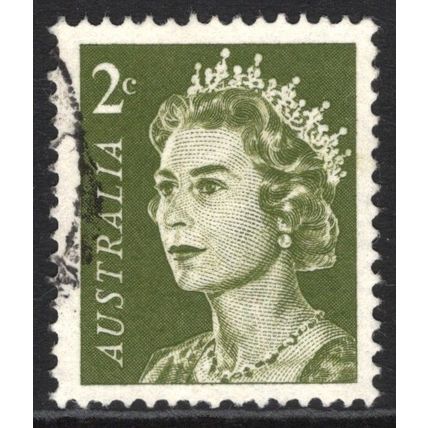 AUSTRALIA 1966: QUEEN ELIZABETH II DEFINITIVES - 2c OLIVE-GREEN USED (G4)