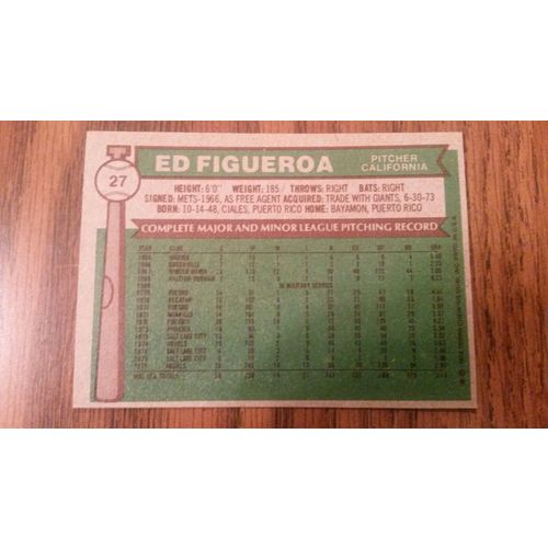 1976 Topps Card # 027 Ed Figueroa Very Good (3) California Angels