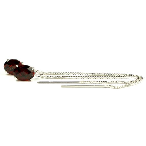 Mozambique Garnet, 925 Sterling Silver Threader Earrings, SE003