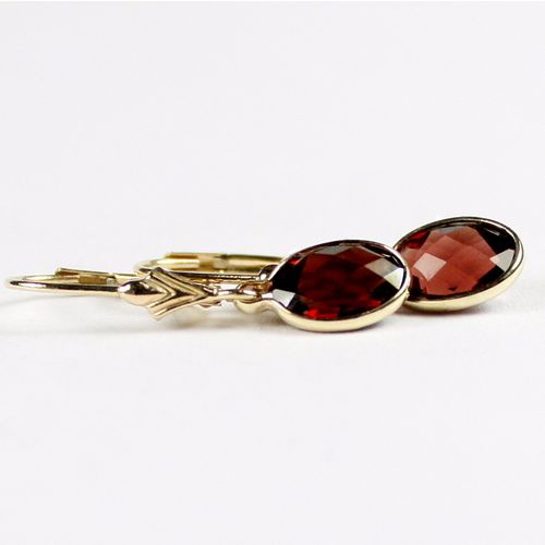 Mozambique Garnet, 14K Gold Leverback Earrings, E001