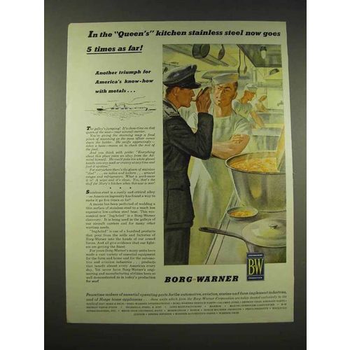 1944 Borg-Warner IngAclad Ad - Stainless Steel Goes Far