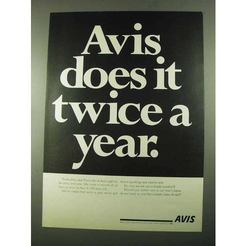 1969 Avis Car Rental Ad - Does It Twice A Year