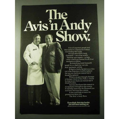 1969 Avis Car Rental Ad - Andy Granatelli