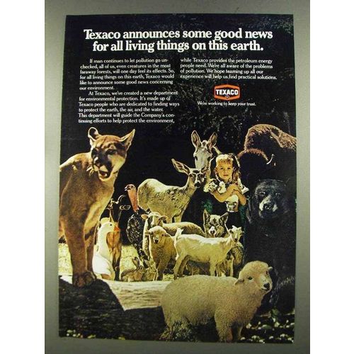 1972 Texaco Oil Ad - Good News for All Living Things