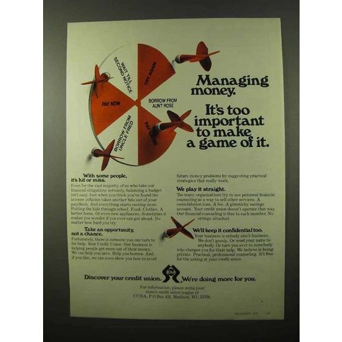 1977 CUNA Credit Union Ad - Managing Money