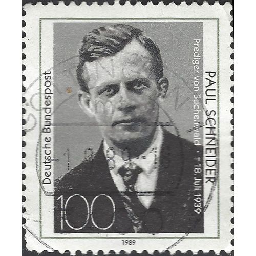 GERMANY, Reverend Paul Schneider, 1897-1939, greyscale 1989, 100pf, #3