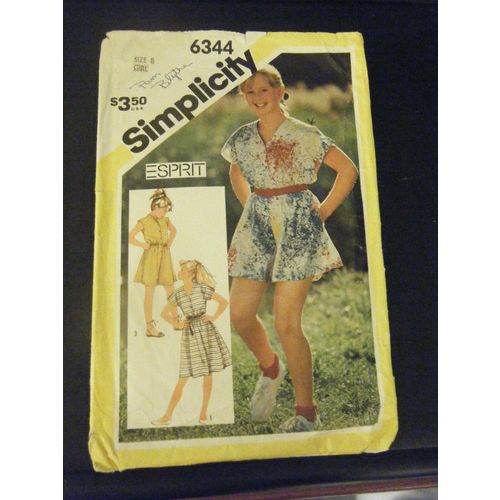 Simplicity 6344 Girl's Dress & Culotte Dress in 2 Lengths Pattern - Size 8