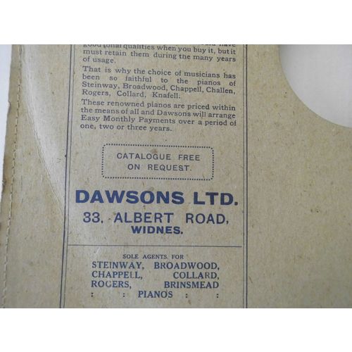 COLUMBIA 12".GRAMOPHONE RECORD CARD SLEEVE... DAWSONS LTD 33 ALBERT ROAD WIDNES