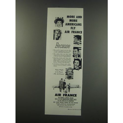 1957 Air France Ad - More and more Americans fly Air France