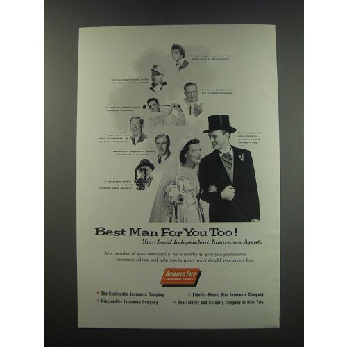 1957 America Fore Insurance Ad - Best man for you too