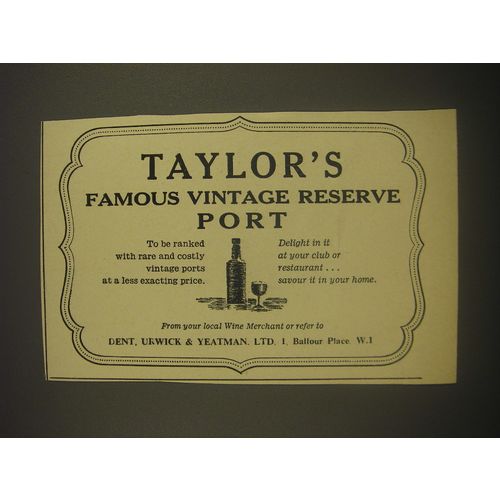 1958 Taylor's Famous Vintage Reserve Port Advertisement