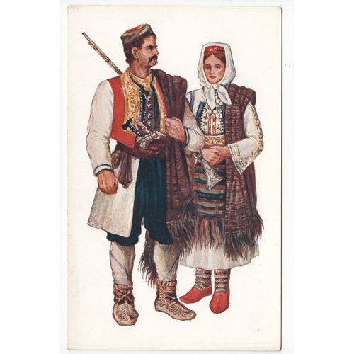 Croatian National Wear Costume Dalmatia Krivosije Postcard Croatia