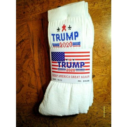 Donald Trump CREW Socks 2020 WHITE 90% COTTON 10% POLY size 10-13 NEW 3 Pair