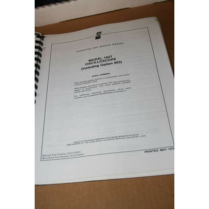 HPHEwett Pacakard 1282T Oscilloscope Operating and Service Manual