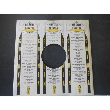 12" 1959. PYE - GOLDEN GUINEA .RECORD INNER.BLACK/YELLOW, FIRESIDE THEATRE,EXCE