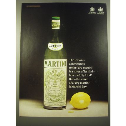 1966 Martini Vermouth Ad - The lemon's contribution to the dry martini
