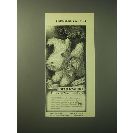 1948 Schirmer's Scottie Toy Ad - Schirmer's Famous Musical Toys