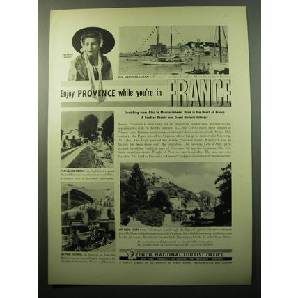 1950 French National Tourist Office Ad - Enjoy Provence while you're in France