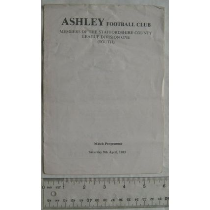 1983 programme Ashley FC v. Wednesbury Town