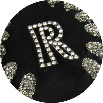 Rhinestone R Velvet Black Rhinestone leaf Sew On Patch Badge Motif 7 X 6 CM P138