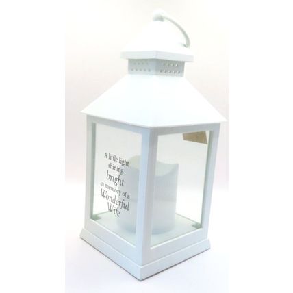 Wonderful Wife White Memorial Lantern 27 CM Plastic Sentimental Verse LED Grief