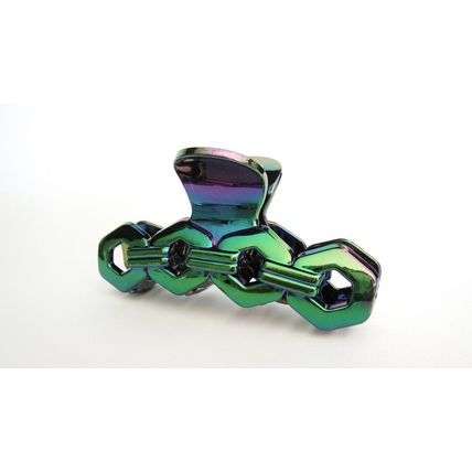 Metallic iridescent multi colored acrylic hair claw clip for long fine hair
