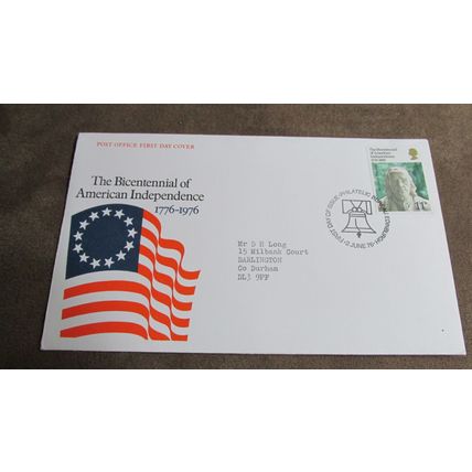 1976 GB FDC Cover - USA / American Independence Bicentennial - Bureau Bell frank