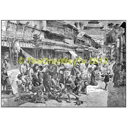 Street Scene, FROM PICTURESQUE JAPAN, 1910 MODERN REPRODUCTION